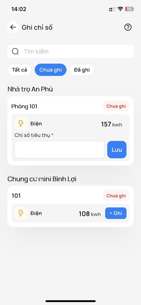 Màn hình ghi chỉ số