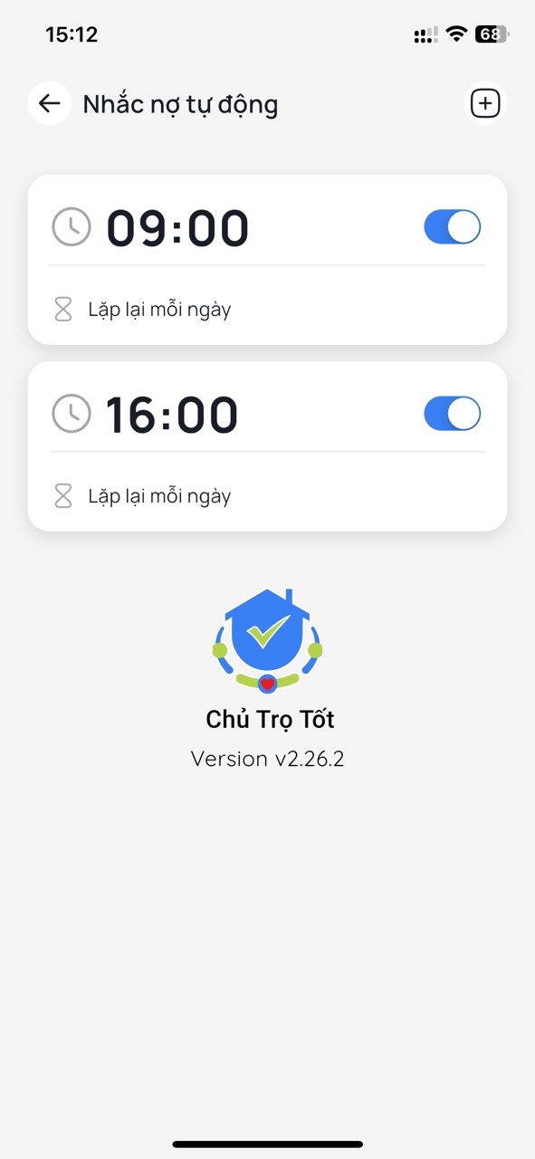 Màn hình nhắc nợ tự động